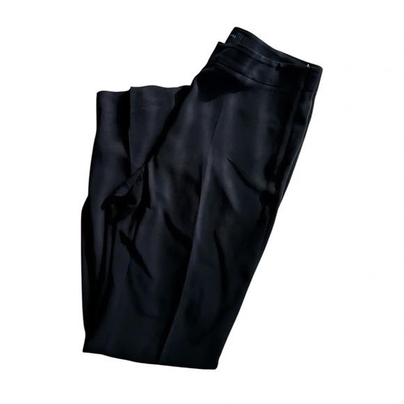 PIAZZA SEMPIONE Navy Blue Stretch Silk
Front Taper Leg Cropped Pants Size 8 - Picture 4 of 8